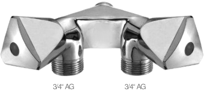 Doppel Geräteanschlussventil 1/2"x3/4"AG-3/4"AG - ohne Mittenloch 