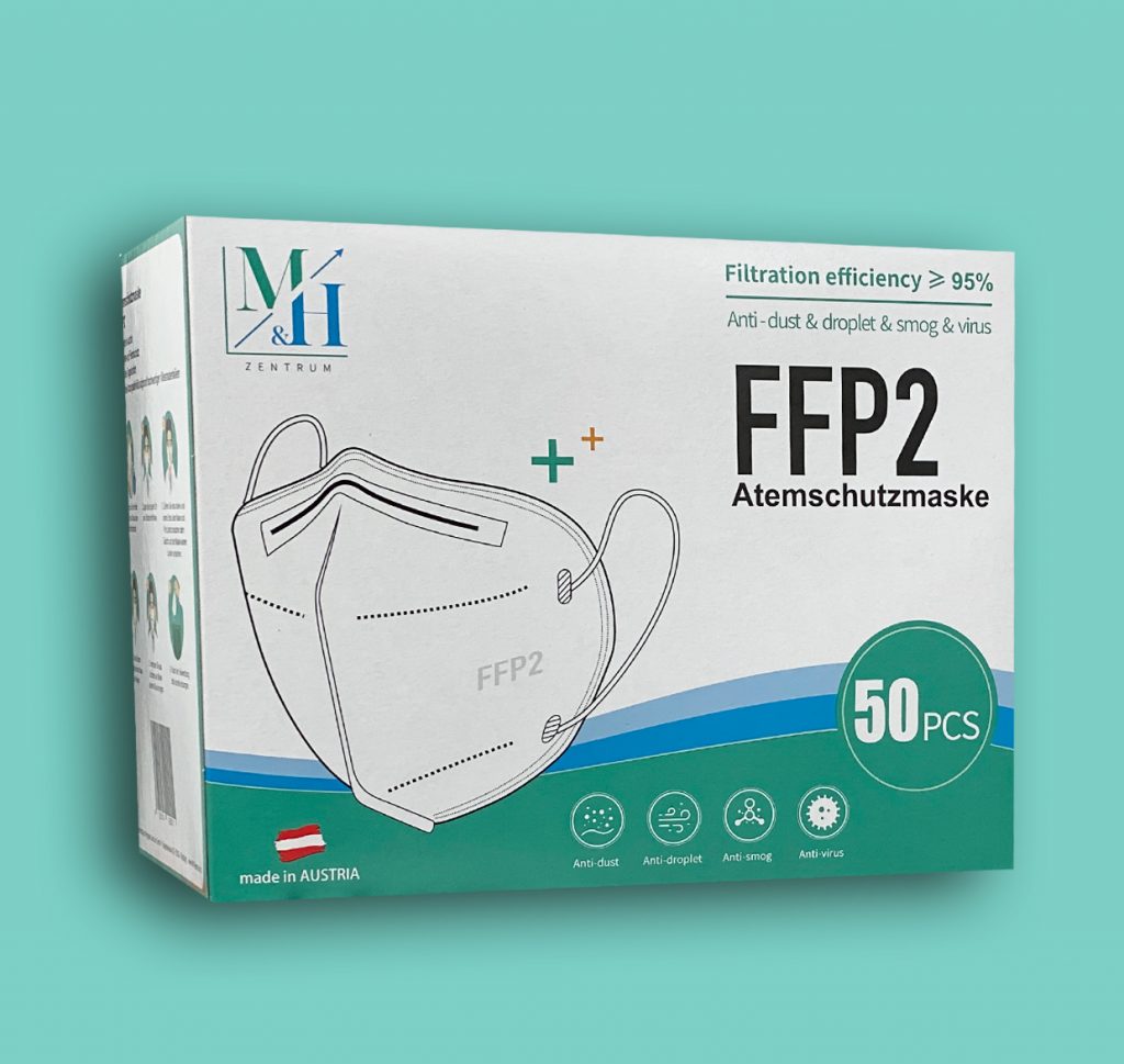 FFP-2 Mund-u.Nasen-, Atemschutzmaske ÖTI-zertifiziert, Made in Austria! 